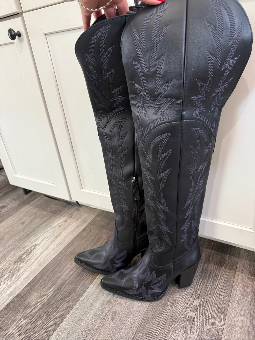Dingo Diva Black Embroidered Over-the-Knee Western Boots
